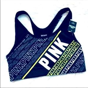 PINK Victoria’s Secret Logo Black Sports Bra